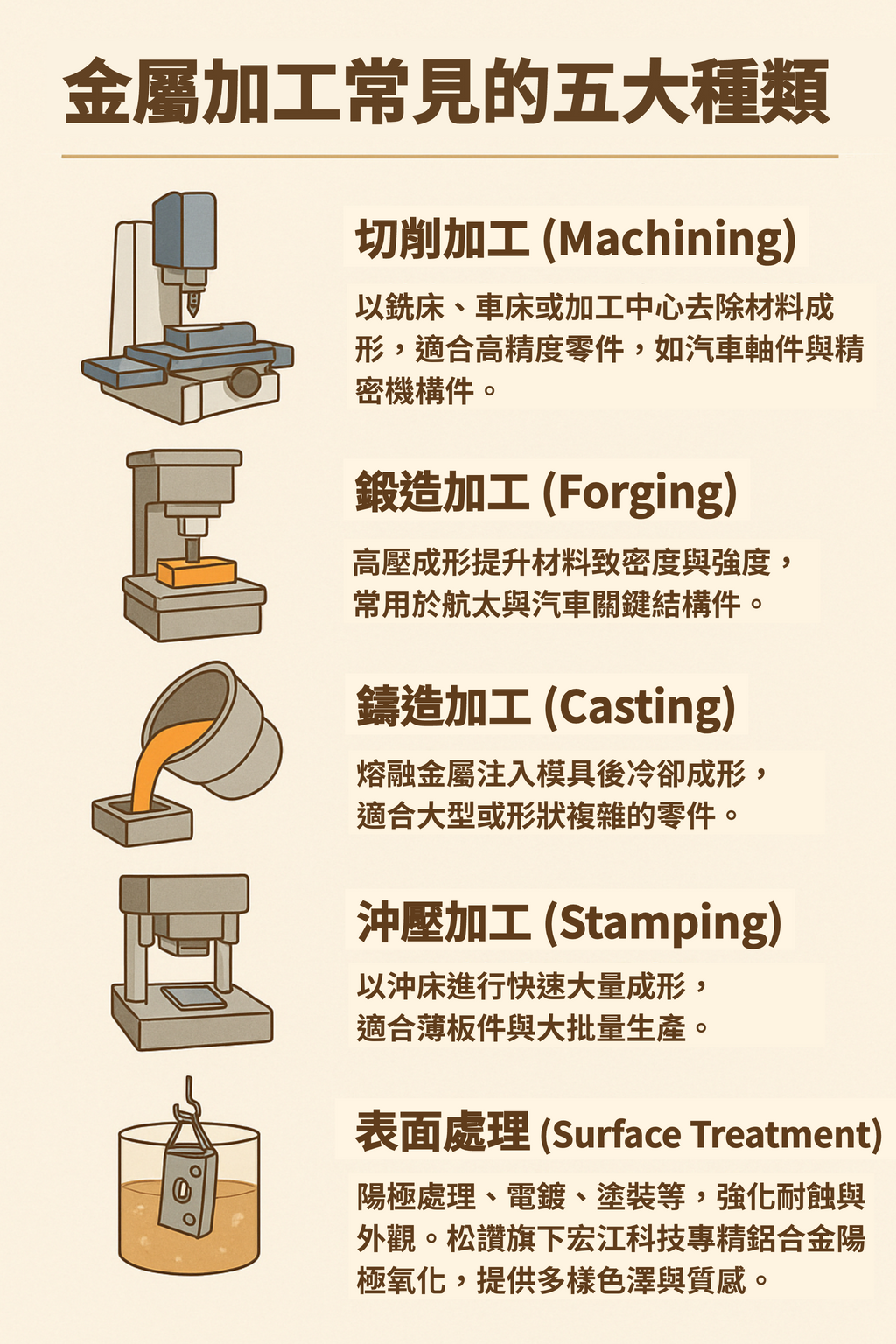金属加工常见的五大种类